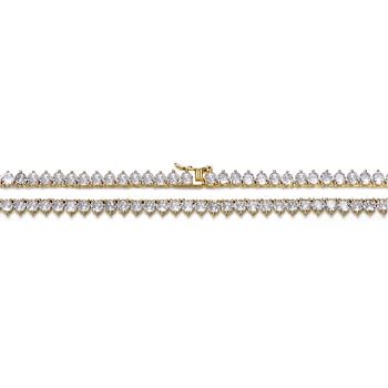 Flawless CZ Tennis Necklace In 14K Gold Over Sterling Silver