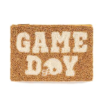 Shiraleah Helmet "GAME DAY" Glass Beaded Zip Pouch, Gold color