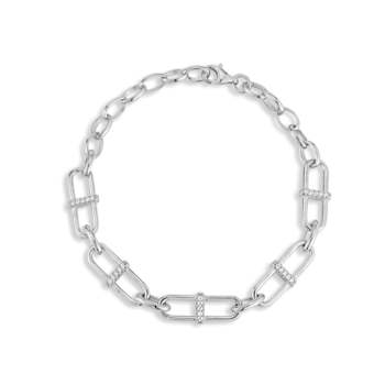 Sterling Statements Rhodium Over Sterling Silver Cubic Zirconia H Link Bracelet