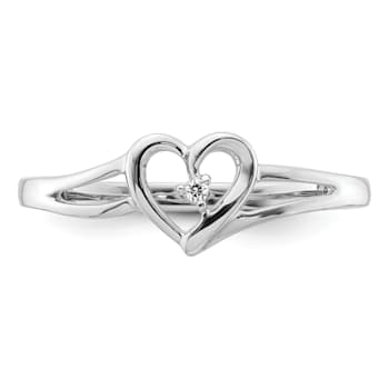 Rhodium Over 14K White First Promise Heart Diamond Promise/Engagement
Ring 0.01ctw
