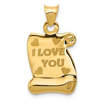 14k Yellow Gold Polished and Textured I Love You Pendant