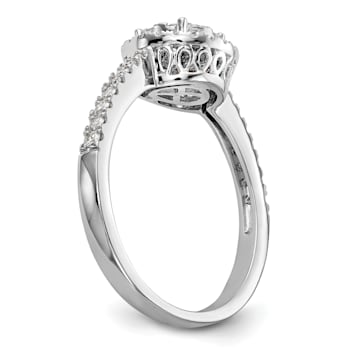 Rhodium Over 14K White Gold Lab Grown Diamond Cluster Engagement Ring 0.478ctw