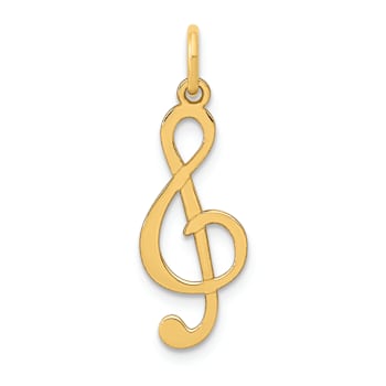 14k Yellow Gold Polished Treble Clef pendant