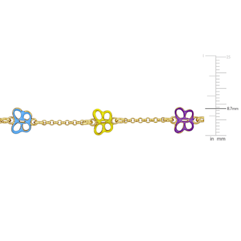 Children's Multi-Color Enamel Butterfly Charm Bracelet in 18K Yellow
Gold Over Sterling Silver