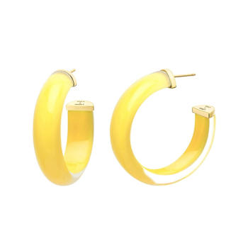 14K Yellow Gold Over Sterling Silver Small Illusion Acrylic Hoop
Earrings in Yellow