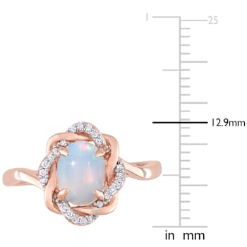 0.75ctw Ethiopian Opal and 0.10ctw Diamond 10k Rose Gold Ring