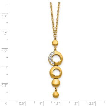 14K Yellow Gold Diamond Circles 18 Inch Drop Necklace