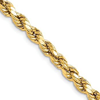 14k Yellow Gold 4.9mm Diamond-Cut Rope 24 Inch Chain