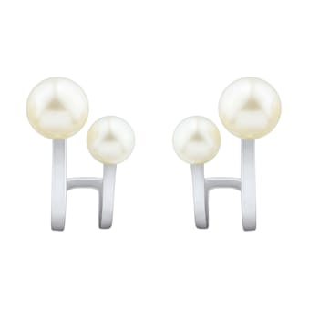 4-4.5mm and 6-6.5mm Round White Freshwater Pearl Sterling Silver Earrings