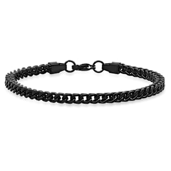 Men's 3.5mm Franco Link Bracelet In Black Ion-Plated Stainless Steel