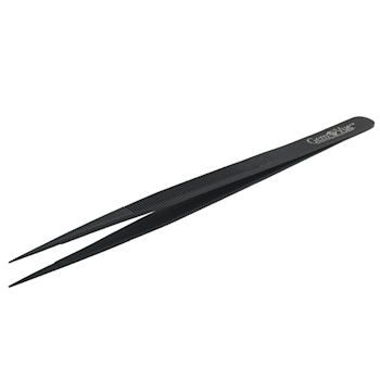 6 1/4 inch Extra Fine Tip Stainless Steel Gemstone Tweezers With Black Finish