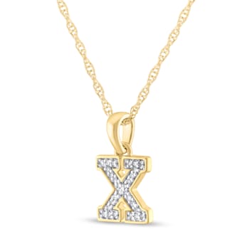 White Diamond Accent 10k Yellow Gold X Initial Pendant With 18” Rope Chain