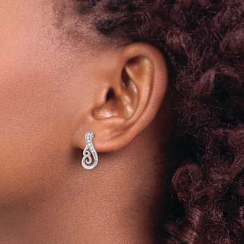 Rhodium Over Sterling Silver Polished Cubic Zirconia Dangle Earrings