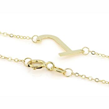 Sideways Initial J Necklace In Solid 14K Yellow Gold 18 Inch