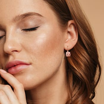 6.80ctw Morganite And Diamond Accent 14k Rose Gold Solitaire Earrings