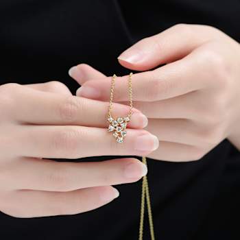 CZ Statement Pendant Necklace In 14K Gold Over Sterling Silver