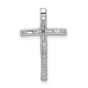 Rhodium Over 14k White Gold Diamond Cross Chain Slide Pendant