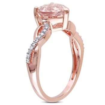 Morganite and Diamond 10K Rose Gold Ring 1.78ctw