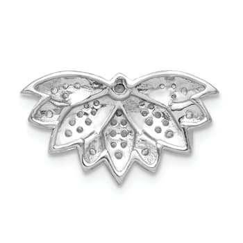 Rhodium Over 14k White Gold Diamond Lotus Flower Chain Slide Pendant