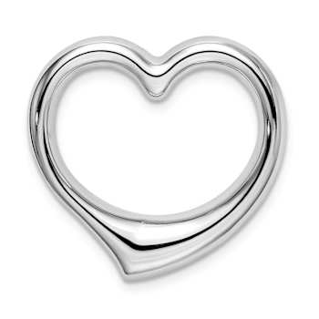Rhodium Over 14K White Gold Heart Slide Pendant