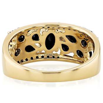 Black Spinel Mixed-Shape Band Ring In 18K Gold Over Sterling Silver 1.48ctw