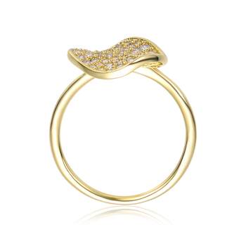 CZ Pave Dome Cocktail Ring In 14K Gold Over Brass