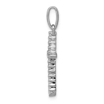 Rhodium Over 10k White Gold 0.168 ctw Diamond Cross Pendant