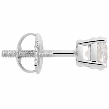 White Cubic Zirconia 14k White Gold Single Stud With Velvet Gift Box 0.75ctw