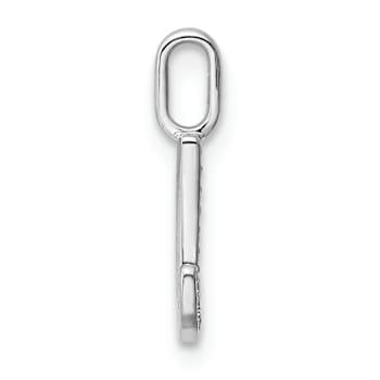 14K White Gold Diamond Letter J Initial Pendant