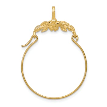 14K Yellow Gold Polished Floral Charm Holder