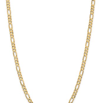 14k Yellow Gold 5.5mm Solid Concave Open Figaro 26 Inch Chain