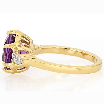 Amethyst And Lab-Grown Diamond Ring In 18K Gold Over Sterling Silver 3.05ctw