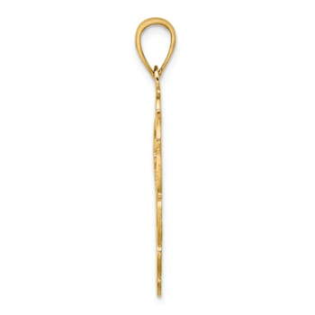 14k Yellow Gold Textured Pelican In Circle Charm