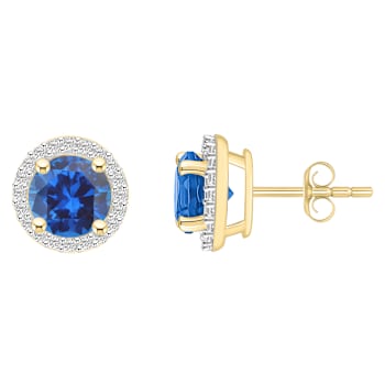 6mm Round Created Sapphire And Created White Sapphire 10k Yellow Gold
Halo Stud Earrings