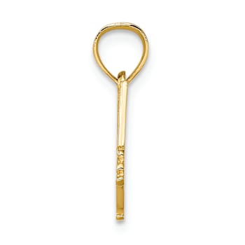 14k Yellow Gold Textured I Love Hockey Charm