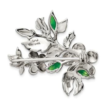 Sterling Silver Antiqued Freshwater Cultured Pearl/Marcasite/Enamel
Flower Pin