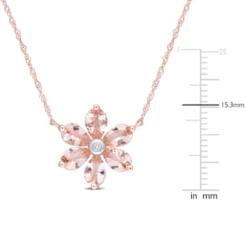 2.37ctw Morganite And Diamond Accent 10k Rose Gold Pendant With Chain