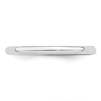 Rhodium Over Sterling Silver 2mm Half-Round Band