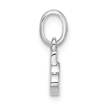 Rhodium Over Sterling Silver Enameled Sun and Cloud Children's Pendant