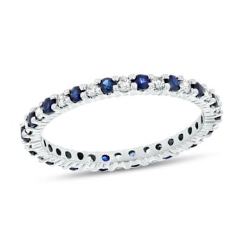 0.55ctw Sapphire and Diamond Eternity Band Ring in 14k White Gold