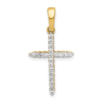 14K Yellow Gold 1/6ct. Diamond Cross Pendant
