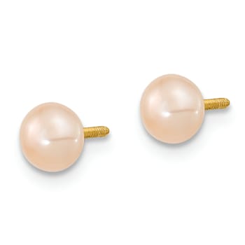 14K Yellow Gold Pink Freshwater Cultured Pearl 12 Inch Necklace, 5 Inch
Bracelet and Earring Set