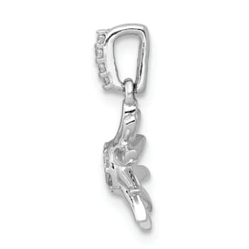 Rhodium Over 14k White Gold Diamond Fancy Sun Pendant