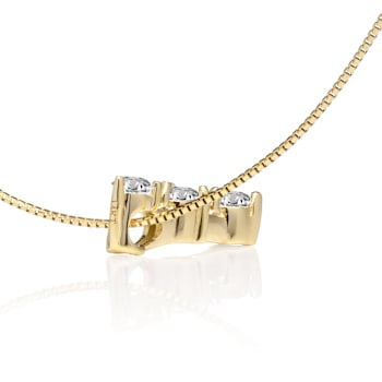 White Cubic Zirconia 14k Yellow Gold Pendant With Chain 0.20ctw