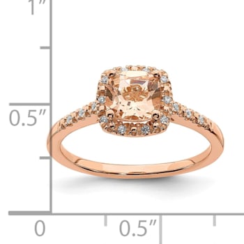 14K Rose Gold Morganite Diamond Halo Engagement Ring