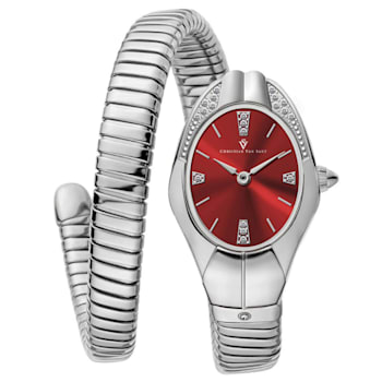 Christian Van Sant Women's Naga Red Dial, Stainless Steel Watch