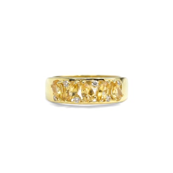 Citrine and White Topaz 14K Yellow Gold Over Sterling Silver Ring