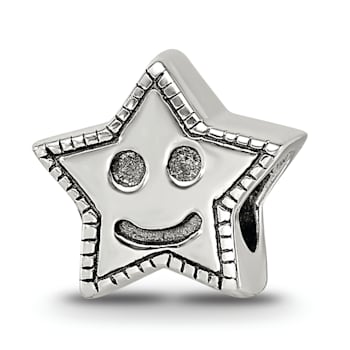 Sterling Silver Smiley Star Bead