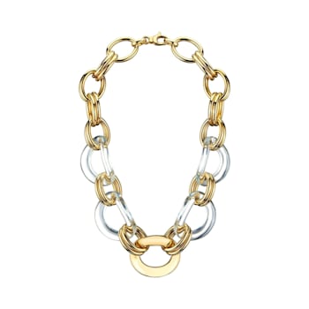 14K Yellow Gold Over Brass Clear Oversized Link Acrylic Necklace