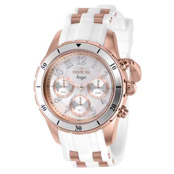 Invicta Angel 40mm White Dial Silicone, Stainless Steel Band Quartz Watch